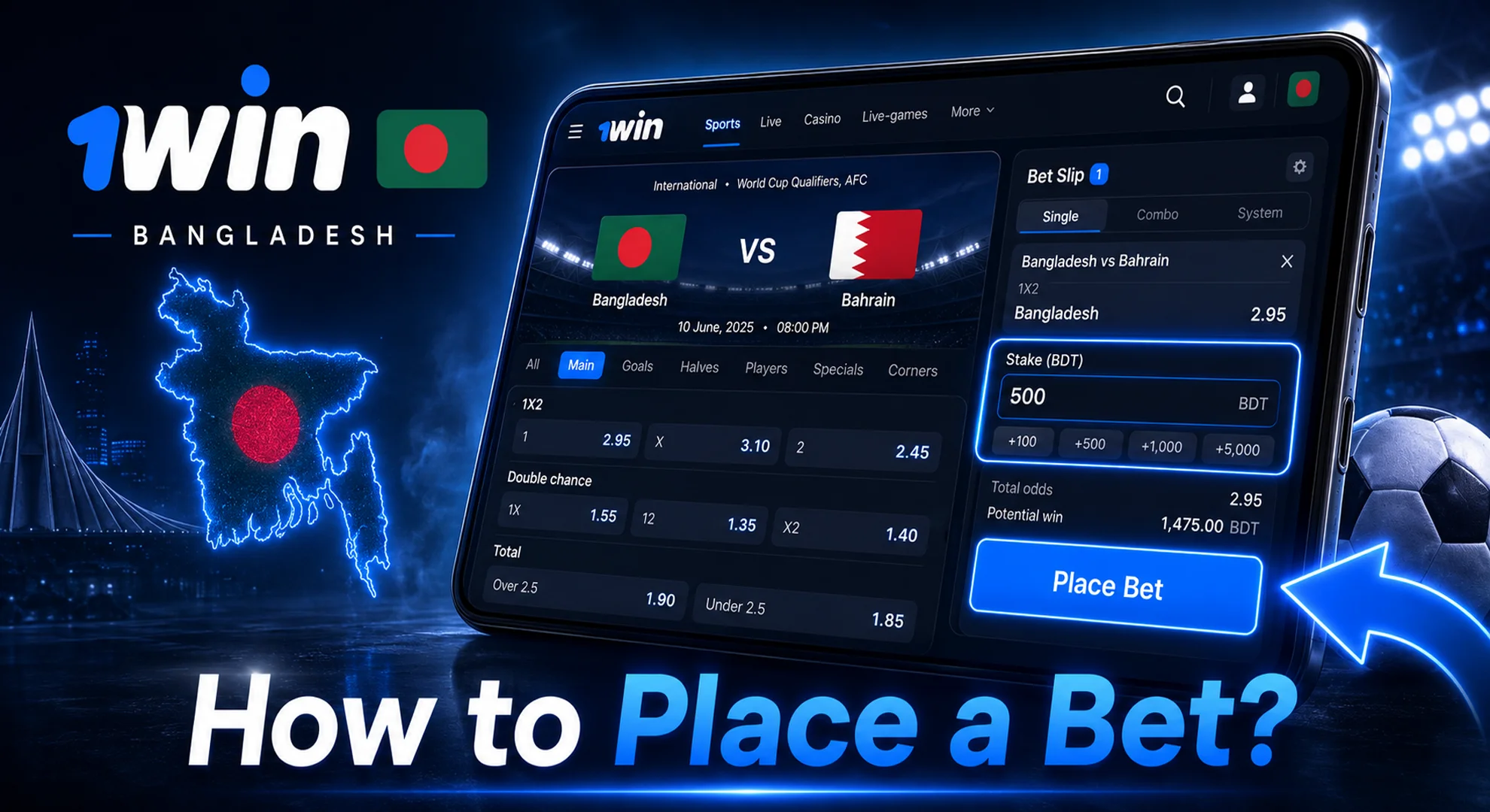how to place a bet at 1win website