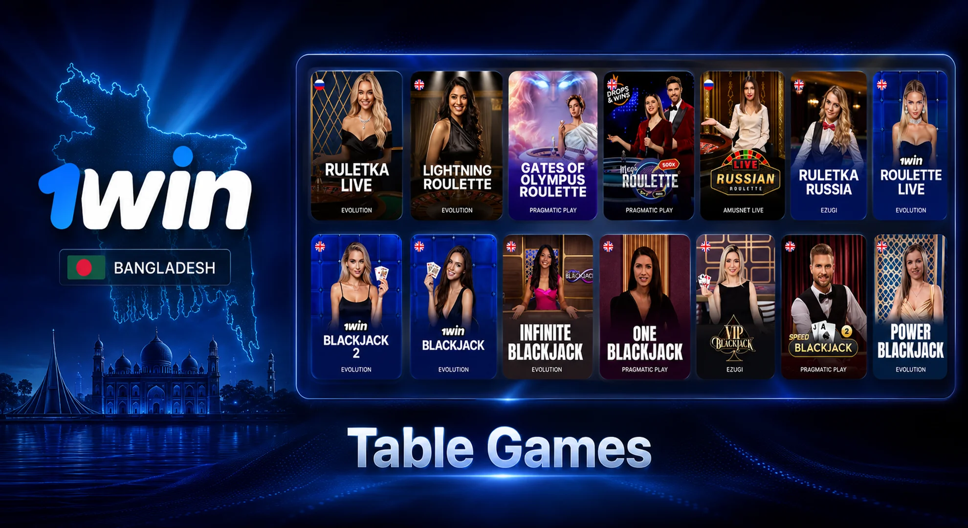 play table games at 1win casino bangladesh